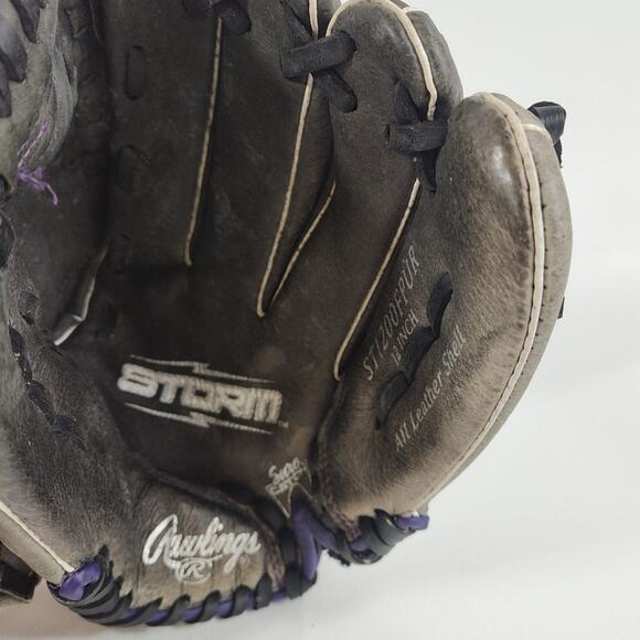 Rawlings Storm Youth ST1200FPUR Black/Purple 12"‎ RHT Sure Catch Baseball Glove - Picture 2 of 5